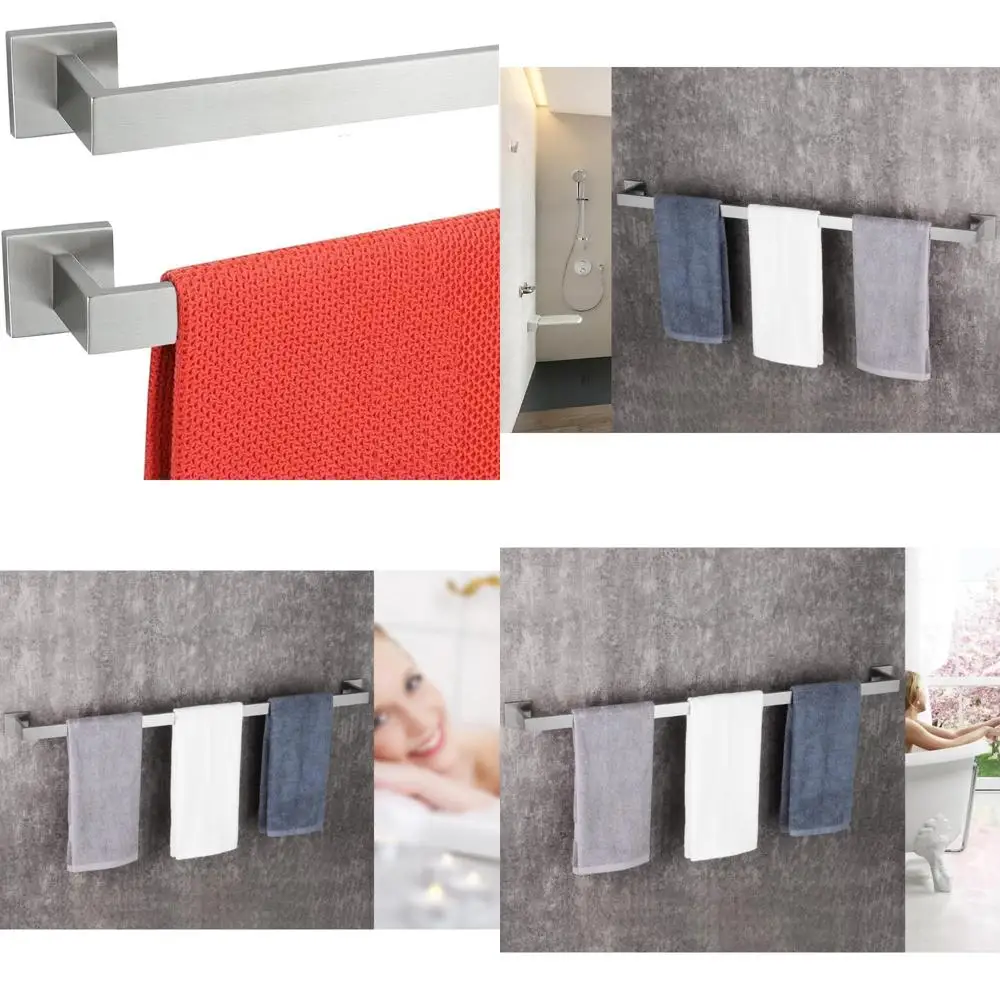

Stainless Steel Towel Bar Set, 2-Pack, Modern Brush Nickel, Square Design, 12-36 Inch Adjustable Length for Bathrooms