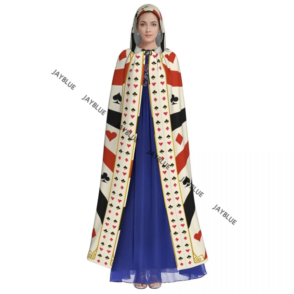 للجنسين الكبار الآس من الماس أوراق اللعب قلوب البستوني نوادي عباءة مع غطاء محرك السيارة طويل الساحرة زي تأثيري #3