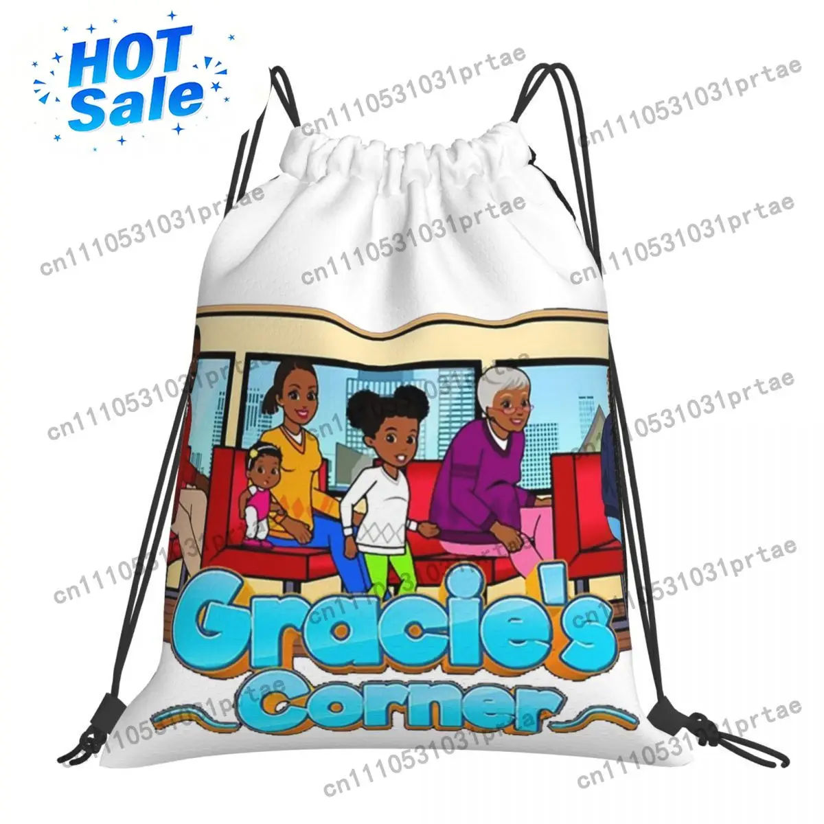 Gracies Family Corner Cute Phonic's Song Backpacks Casual Portable Drawstring Bags Sundries Bag Book Bags For Man Woman School