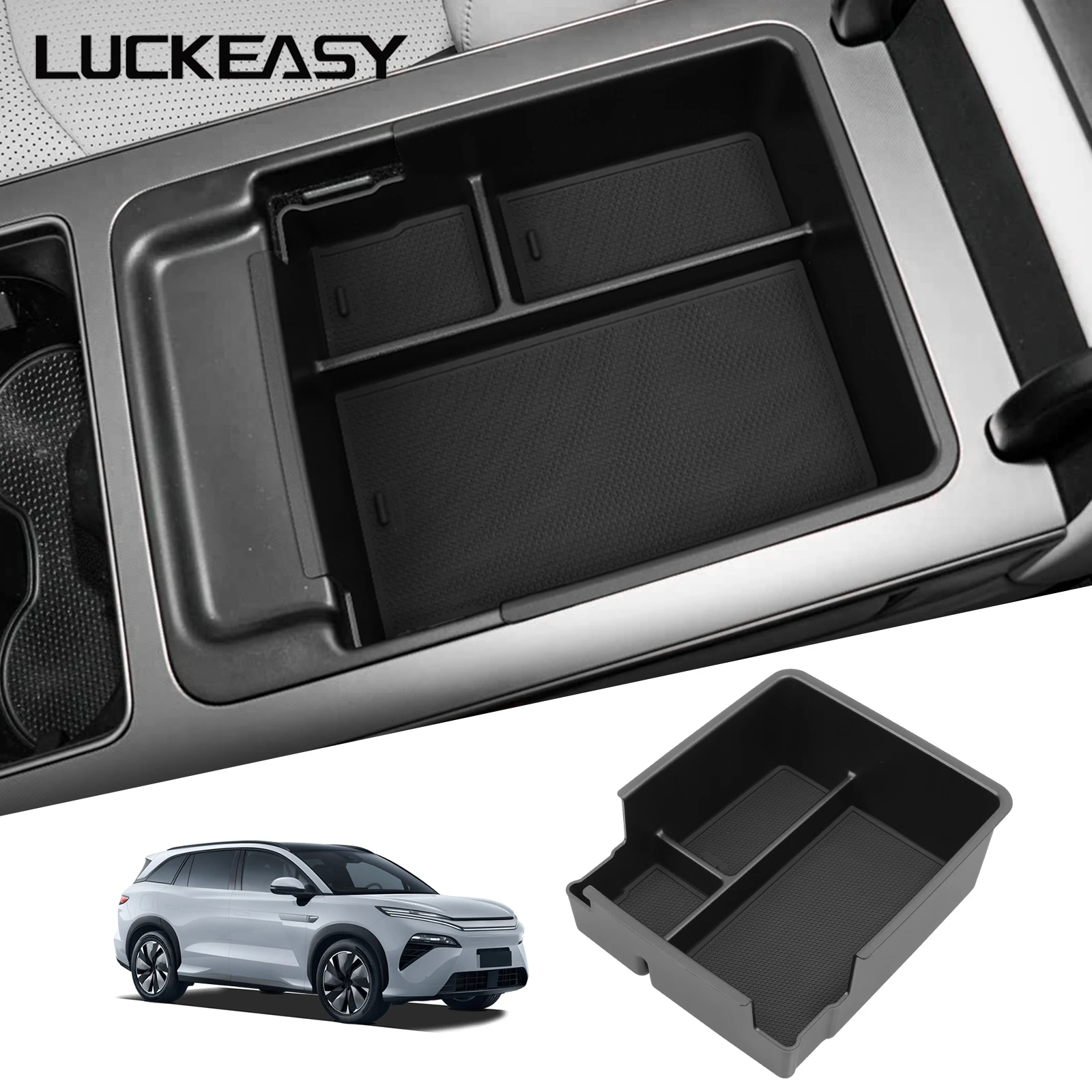 LUCKEASY for BYD Tang L/Atto 8/Sealion 8 2025 2026 (Without Cool Box Version) Center Console Armrest Box Storage Box Accessories