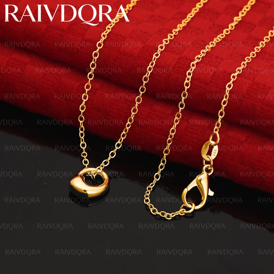 

18K Gold Plated Round Water Droplet Chain Pendant Necklace For Women Fashion Jewelry Romantic Engagement Wedding