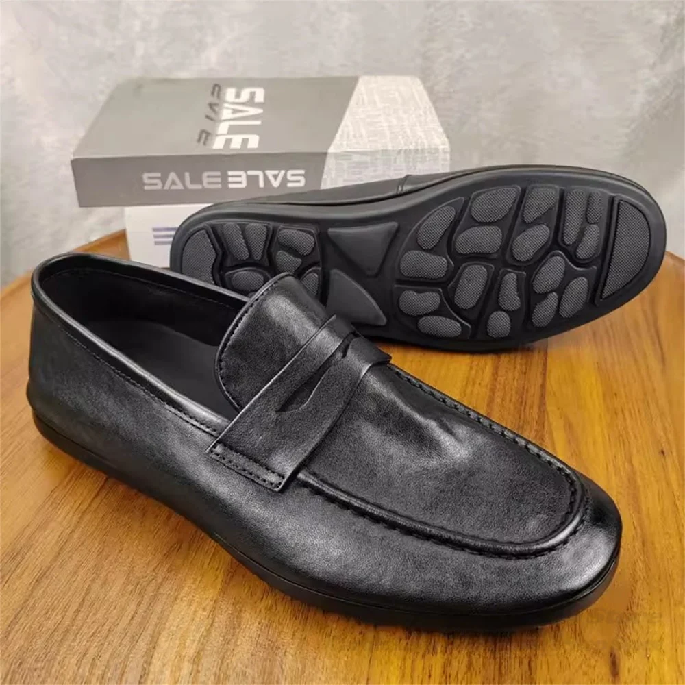 

Новые мужские лоферы 2026 года с круглым носком, повседневные, кожаные, с мягкой подошвой, летние, дышащие, модные, удобные, однотонные туфли