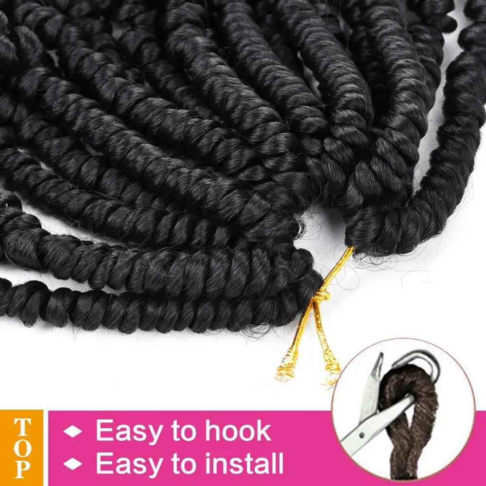 Bob Spring Twist Crochet Hair Synthetic Pretwisted Passion Spring Twists Hair Pre Looped Crochet Braids for Black Women