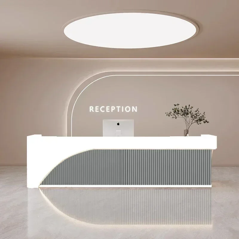 Escritorio de recepción de computadora móvil duradero, escritorio de cajero, escritorio de cajero moderno europeo, oficina móvil