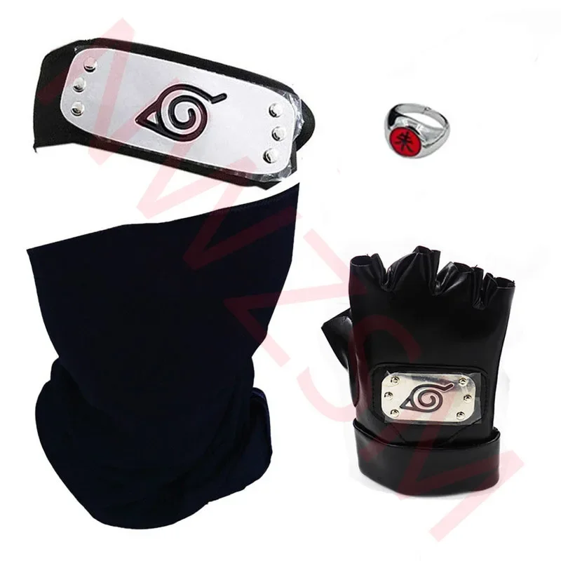 Guantes de Cosplay de Naruto Hatake Kakashi, diadema con máscara, accesorios de Anime, cuaderno Kunai, accesorios de señal Konohagakurenosato