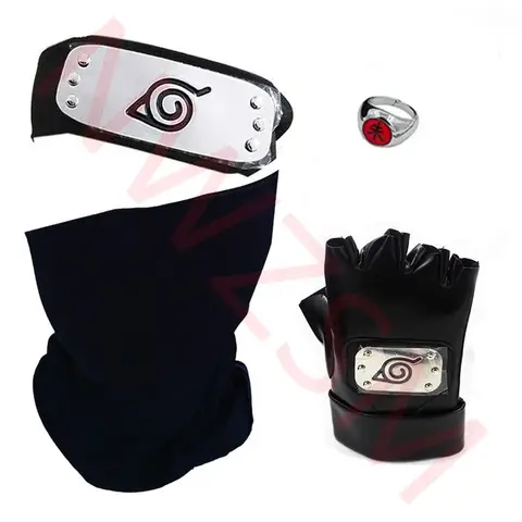 Naru Hatake Kakashi Kospy Gloves Mask Destar อะนิเมะอุปกรณ์เสริม Kunai Notebook Konohagakurenosato Sign Props