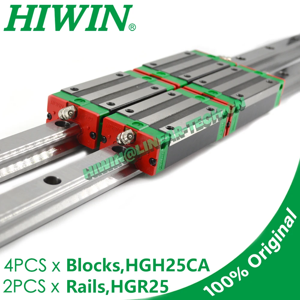 Original HIWIN HGH25CA Carriage Slide Block HGR25 Linear Guide Rail 200 300 400 500 600 700 800 900 1000 1100 1200 CNC Router