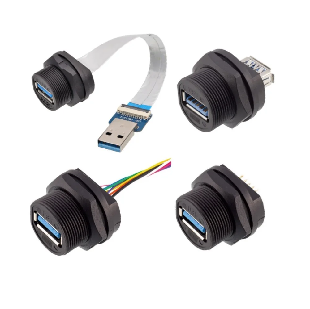 

Circular Screw Panel Chassis PCB Mount Waterproof Usb3.0 Connector Nut Locking Usb3.0 Waterproof Cable Adapter