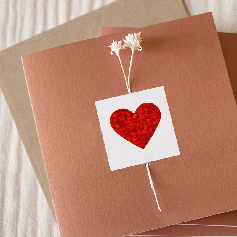 500Pcs Glitter Love Heart Shaped Sticker Seal Labels Stationery Stickers Scrapbooking For Valentine\'s Day Wedding Gift Packaging