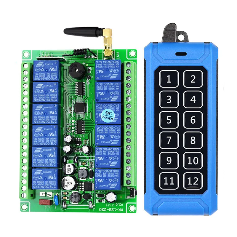 Industrial control DC 12V 24V 36V 48V 12CH Radio Controller RF Wireless Remote Control Overhead Travelling crane System Receiver