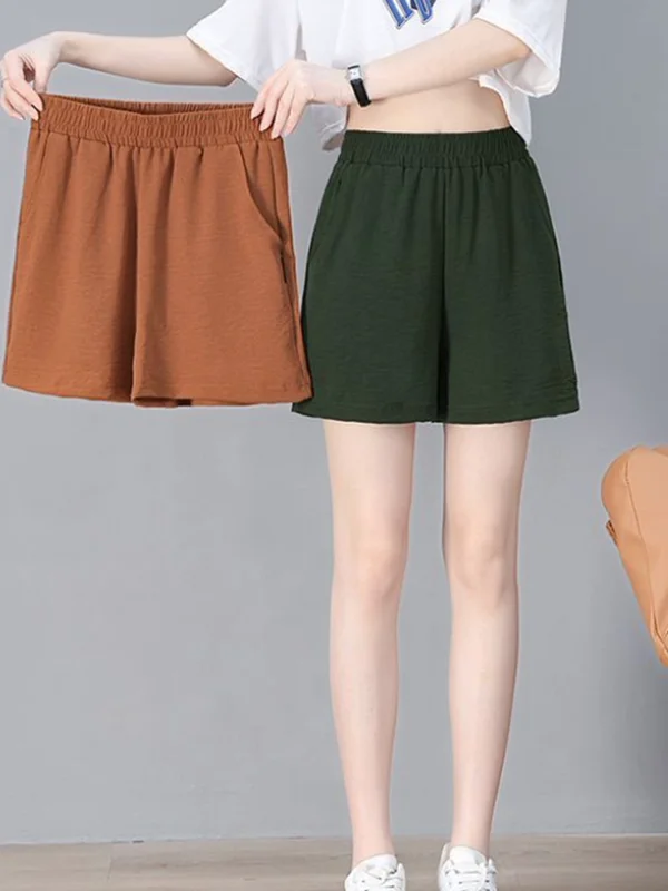 Casual Cotton Linen Sports Shorts Women's Loose Slimming Summer Cool Wide Leg Three-quarter Length Pants Outerwear