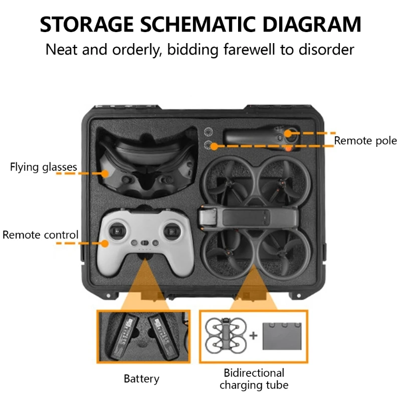 حقيبة تخزين واقية مع بطانة داخلية لطائرة Avata 2 Quadcopter