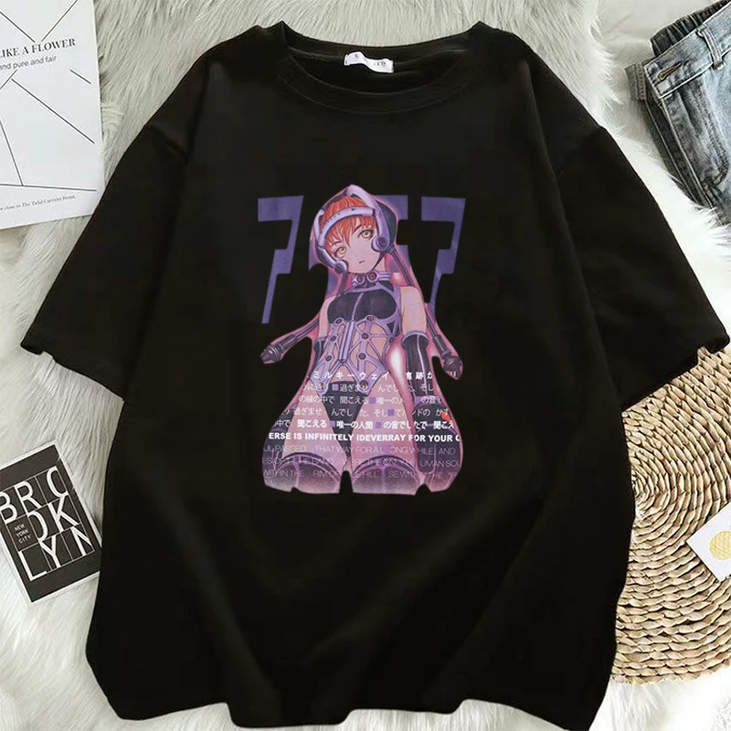 

Summer Men's Women T-shirts Sexy Manga Girls Kanji Print Anime Oversized T Shirts Baggy College Style Tops Fashion Streetwear
