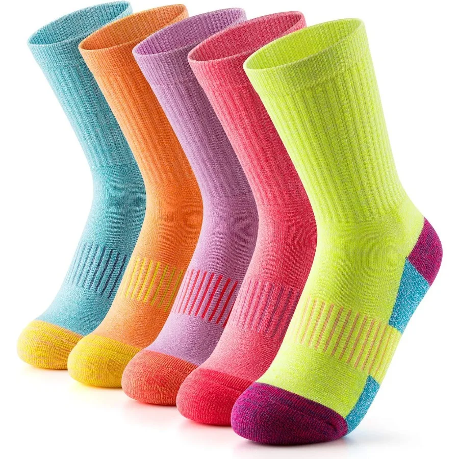 

Женские носки для пешего туризма, бега, спортивные носки с толстой подушкой, 5 пар для приключений на свежем воздухе и повседневной носки с превосходным образом