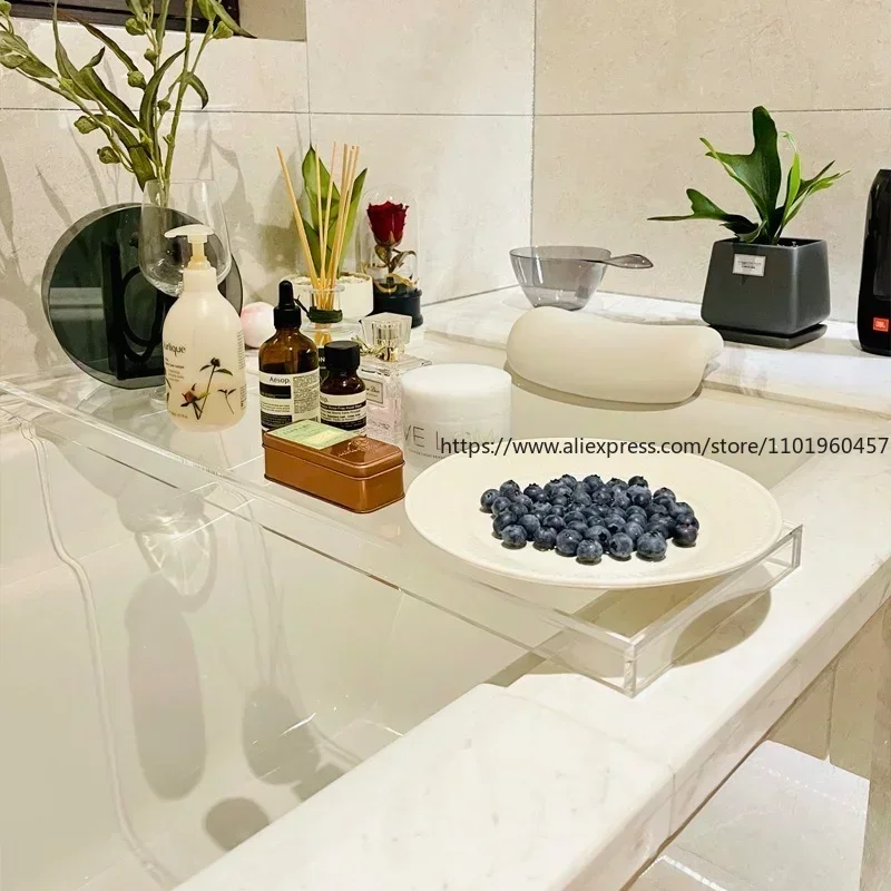 Nordic Acrylic Bathtub Tray, Spa Holder, Bath Table, Bathroom Storage Organizer, Bandeja Bath Tub Accessories