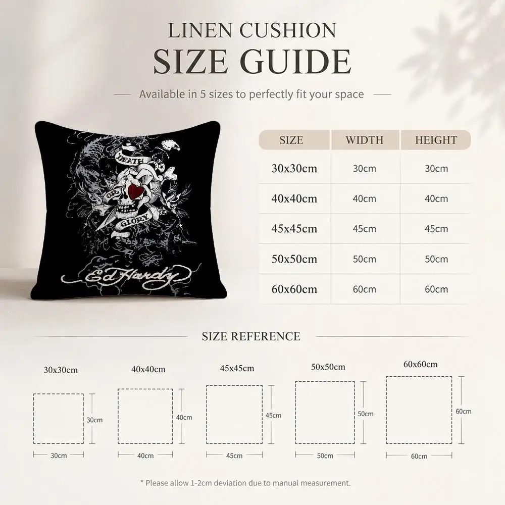 ED H-HARDY FASHION Cool Cushion Cover Linen Double-Sided Decorative Sofa Couch Bedroom Living Room Home Decor Pillow Case
