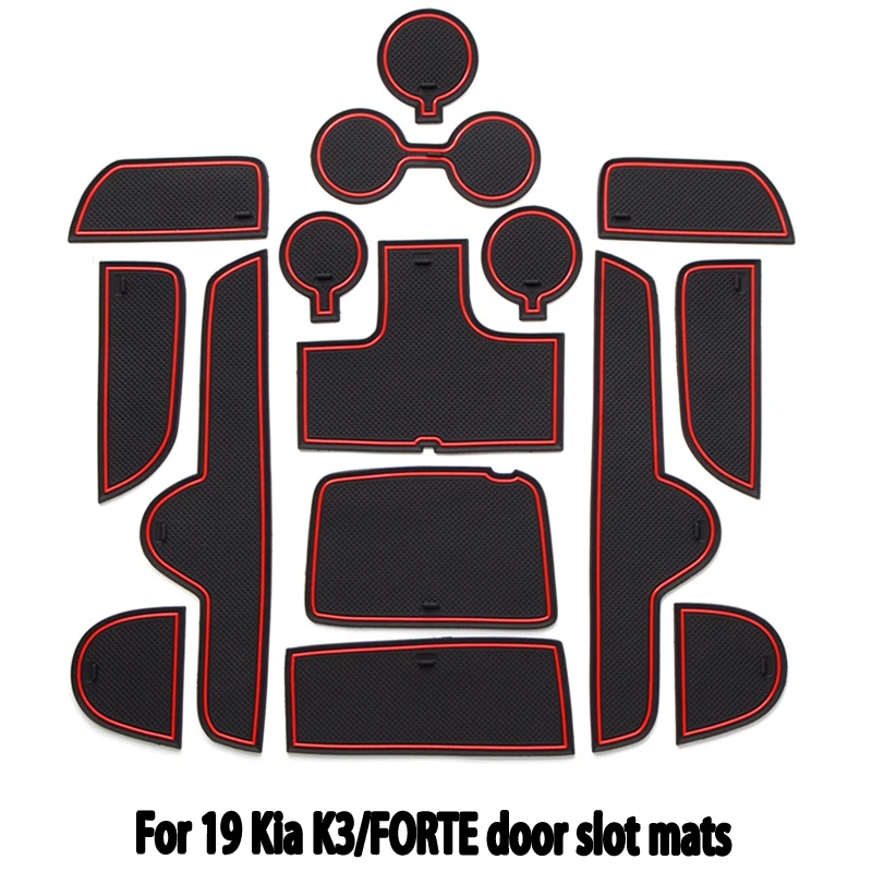 Suitable for 2019 Kia K3/FORTE door slot mats, car modification device storage pads, armrest box dust mats