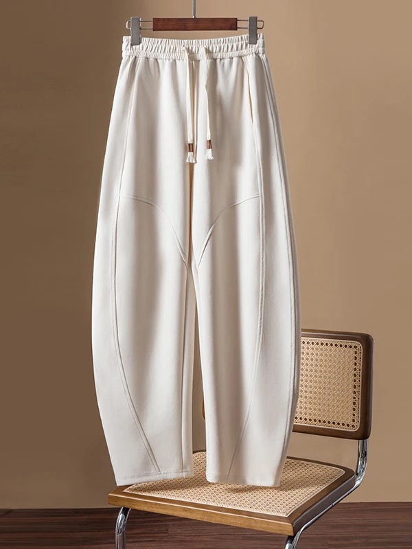 سروال نسائي فضفاض مبطن من Fce سروال الموز عالي الخصر هارلان Sle بناطيل كاجوال مستقيمة الساق دفء مريح للخريف... #1