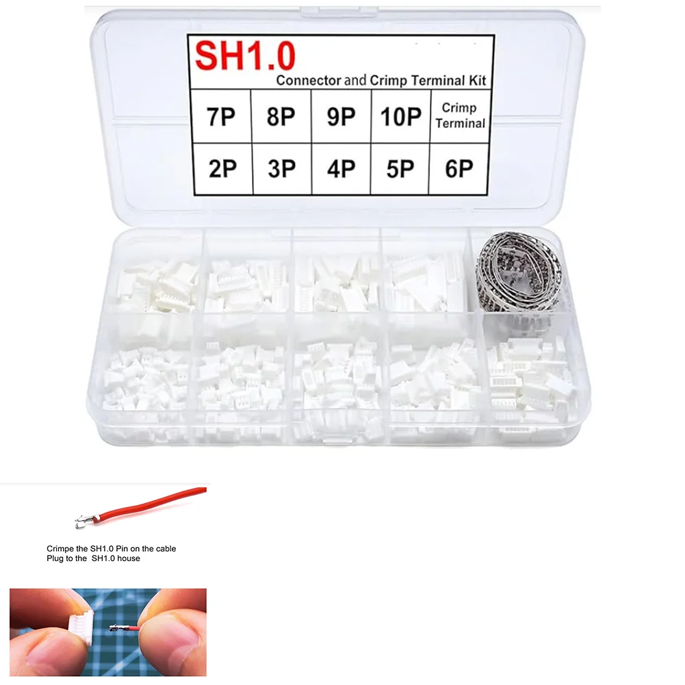 Connector Crimp Terminal Kit SH1 0mm Pitch 250 Pieces 2P to 10P Copper for contact Suitable for Various Electronic Devices