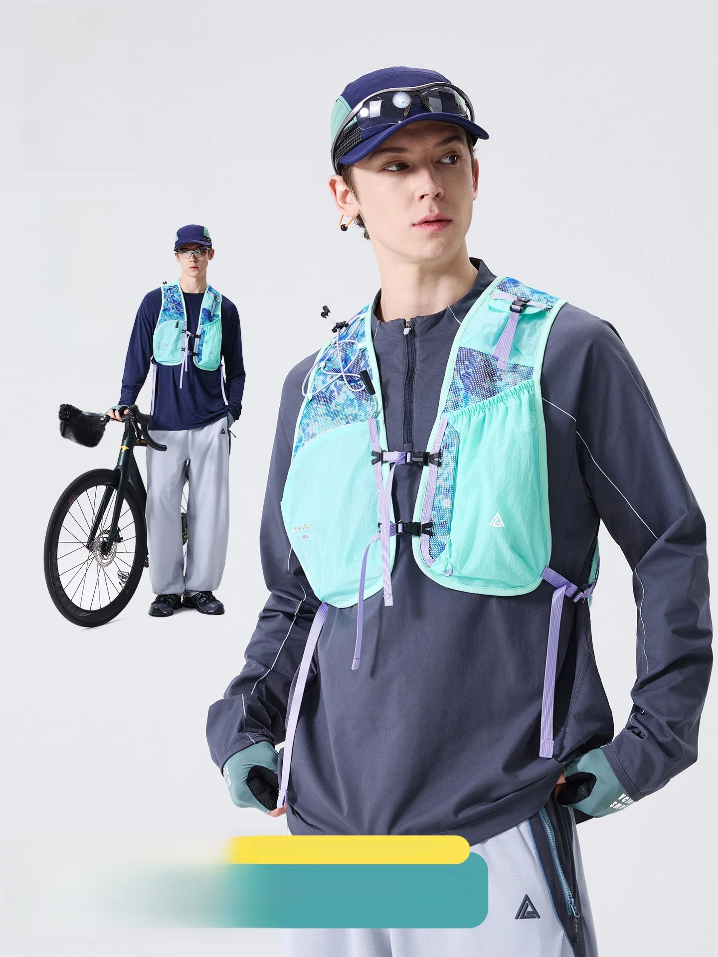 LAZY DAY Men's Outdoor Breathable Mesh Vest Multi-Pocket Workwear Vest Water-Resistant Color Block Summer Thermal Vest