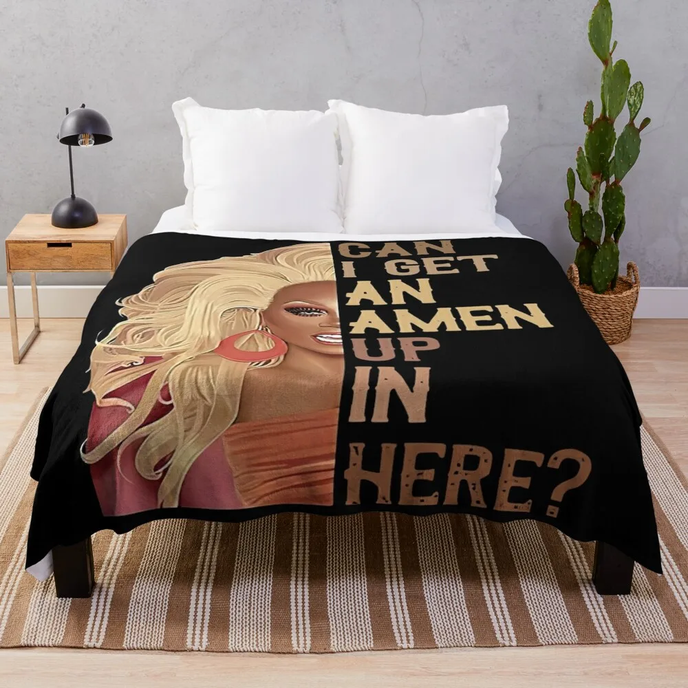 RUPAUL'S DRAG RACE CAN I GET AN AMEN UP IN HERE VINTAGE T-SHIRT Throw Blanket halloween Warm Blankets