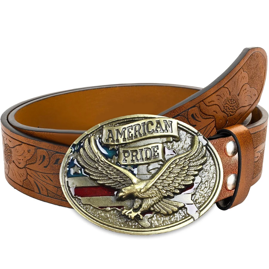 Flying Eagle Gold Buckle Belt Exquisite Carved Large Plate Buckle Alloy Buckle for Men and Women - Irregular Pattern Carved Flow