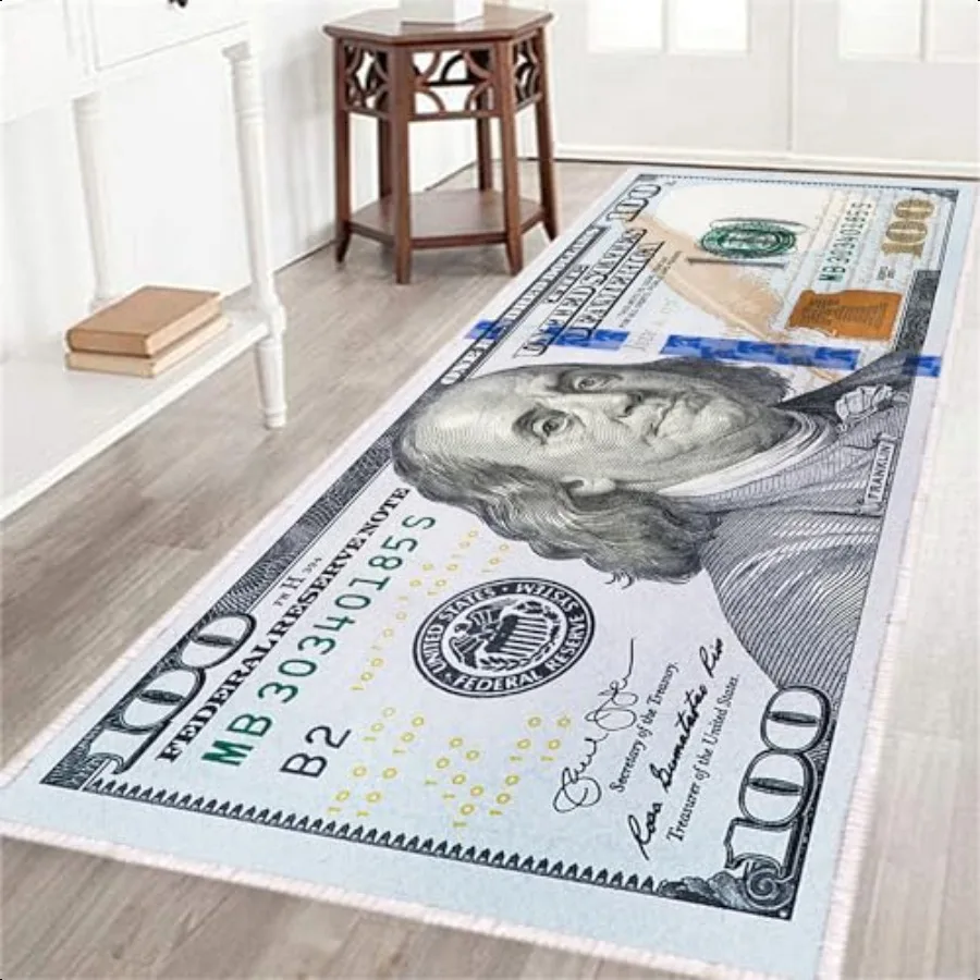 

Hundred Dollar Bills Runner Rug 2x6100 Bill USA Money Throw Accent Area Rug Large Floor Carpets Mat Non Slip Washable Runner Ca