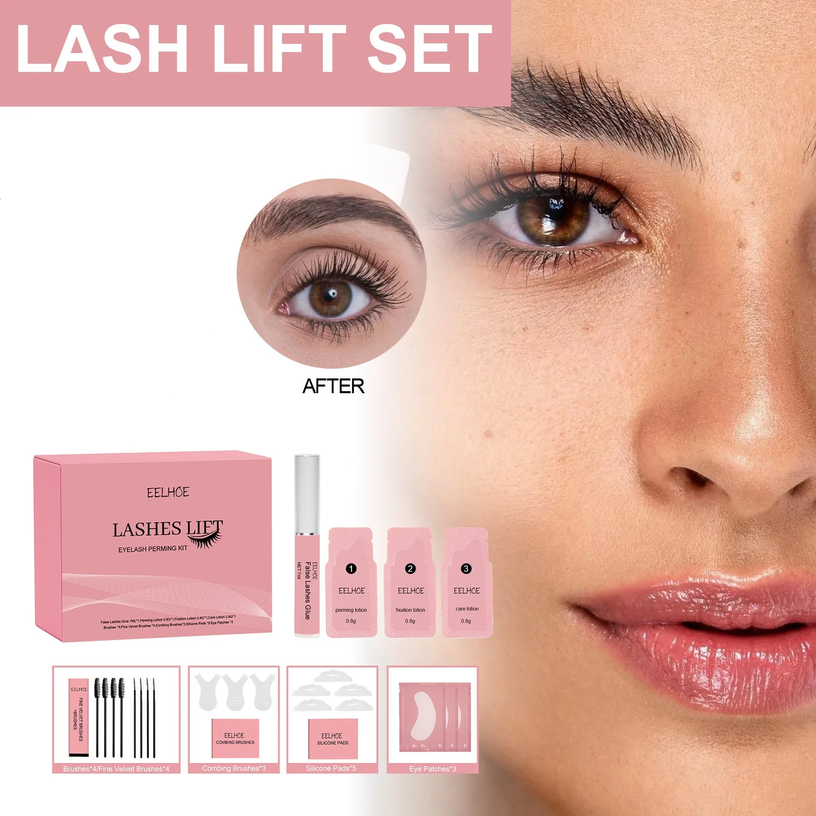 Eelhoe カーリングまつげケアセット持続厚い強力な保持防水整形ツール女性まつげ栄養血清ギフトボックス