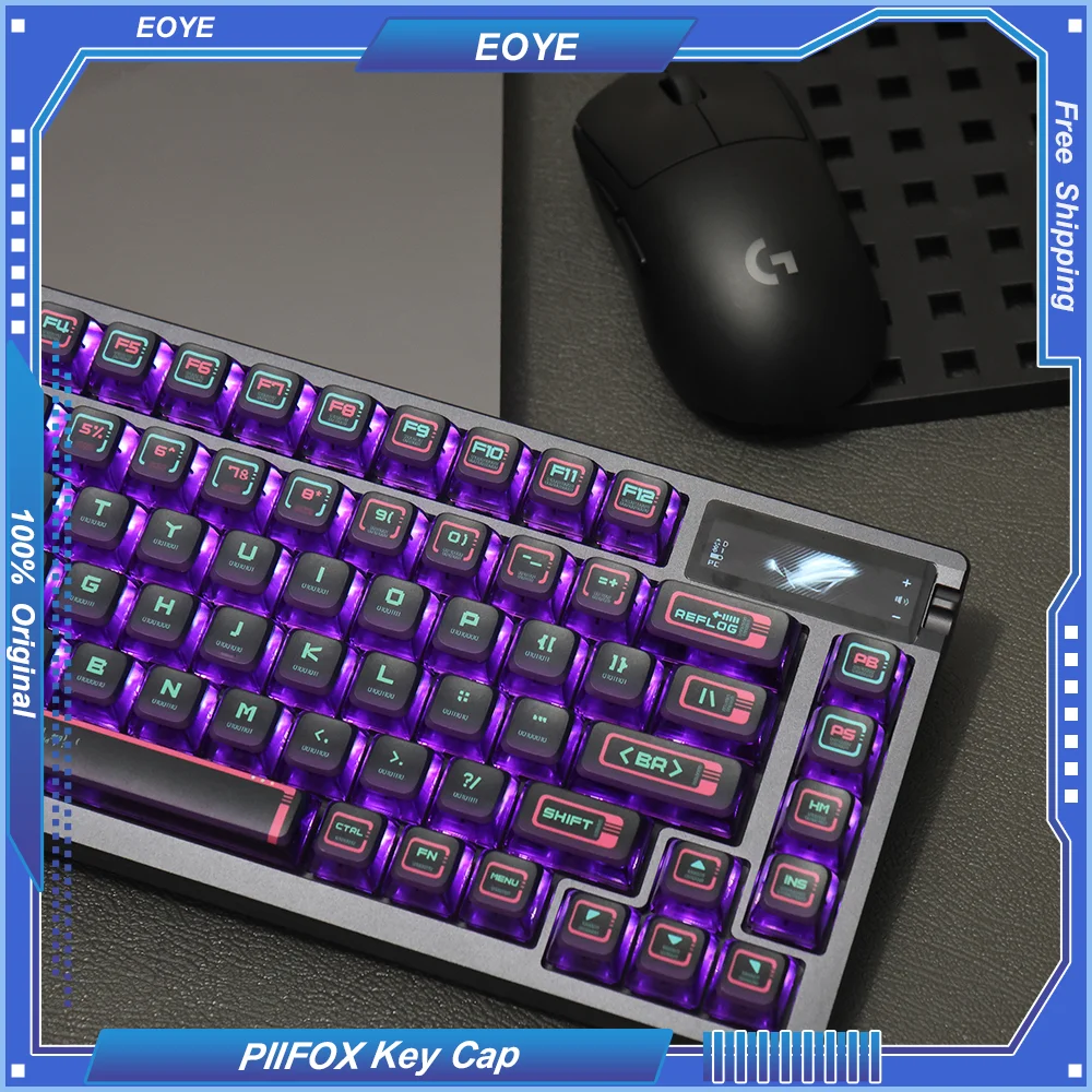 

PIIFOX 【Binary】Cyberpunk Transparent Keycaps PBT ASA Two-patchwork Color Thermal Sublimation 117 Keys Keyboard Parts Accessory