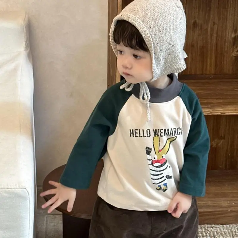 

2025 Autumn New Children Sweatshirt Long Sleeve Boys Cartoon Print Pullover Cotton Baby Girls Casual T Shirts Infant Clothes