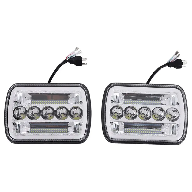 

AEF3-1 Пара светодиодных фар 240W 5X7 дюймов 7X6 дюймов с функцией Hi-Lo и DRL Halo для Jeep Cherokee Wrangler XJ YJ