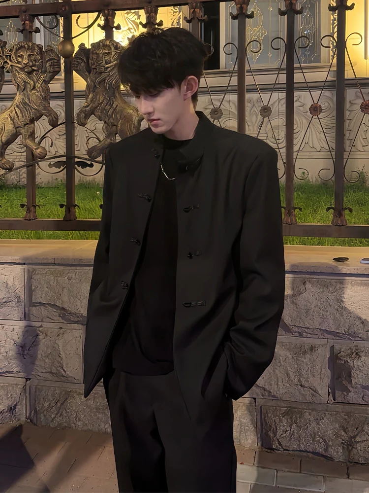 

New Chinese Sle Stand Collar oulder Pad Men's Casual Suit Jaet Autumn Spring Faionable High End Feeling Zhongan Lei...