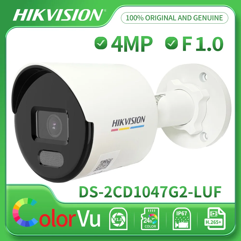 Hikvision 4MP IP Camera DS-2CD1047G2-LUF ColorVu Fixed Bullet Built-in MIC SD card Slot 24/7 Colorful Image Human Detection IP67