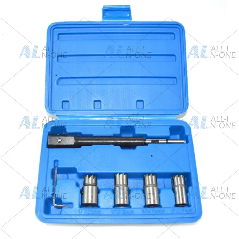 1 Set Injector Remover 5Pcs for  Injector Seat & Cleaner Carbon Remover Seat Tools Cutter Milling Cutter Set Universal Car