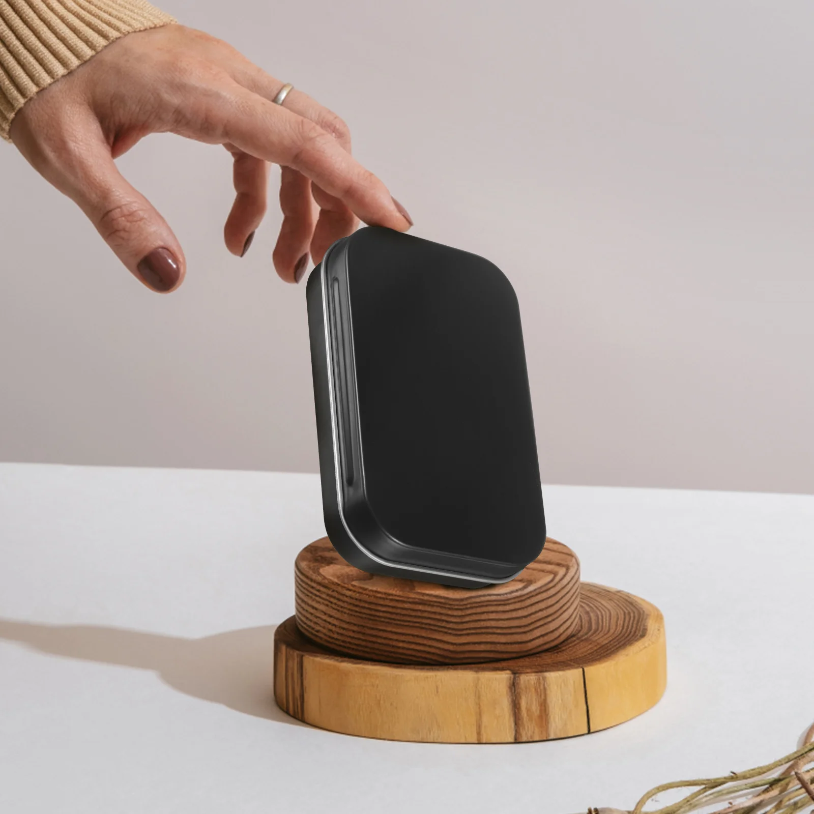 4 Pcs Metal Tin Box 4pcs (black) Boxes Small Empty Storage Containers Clothes Drawer