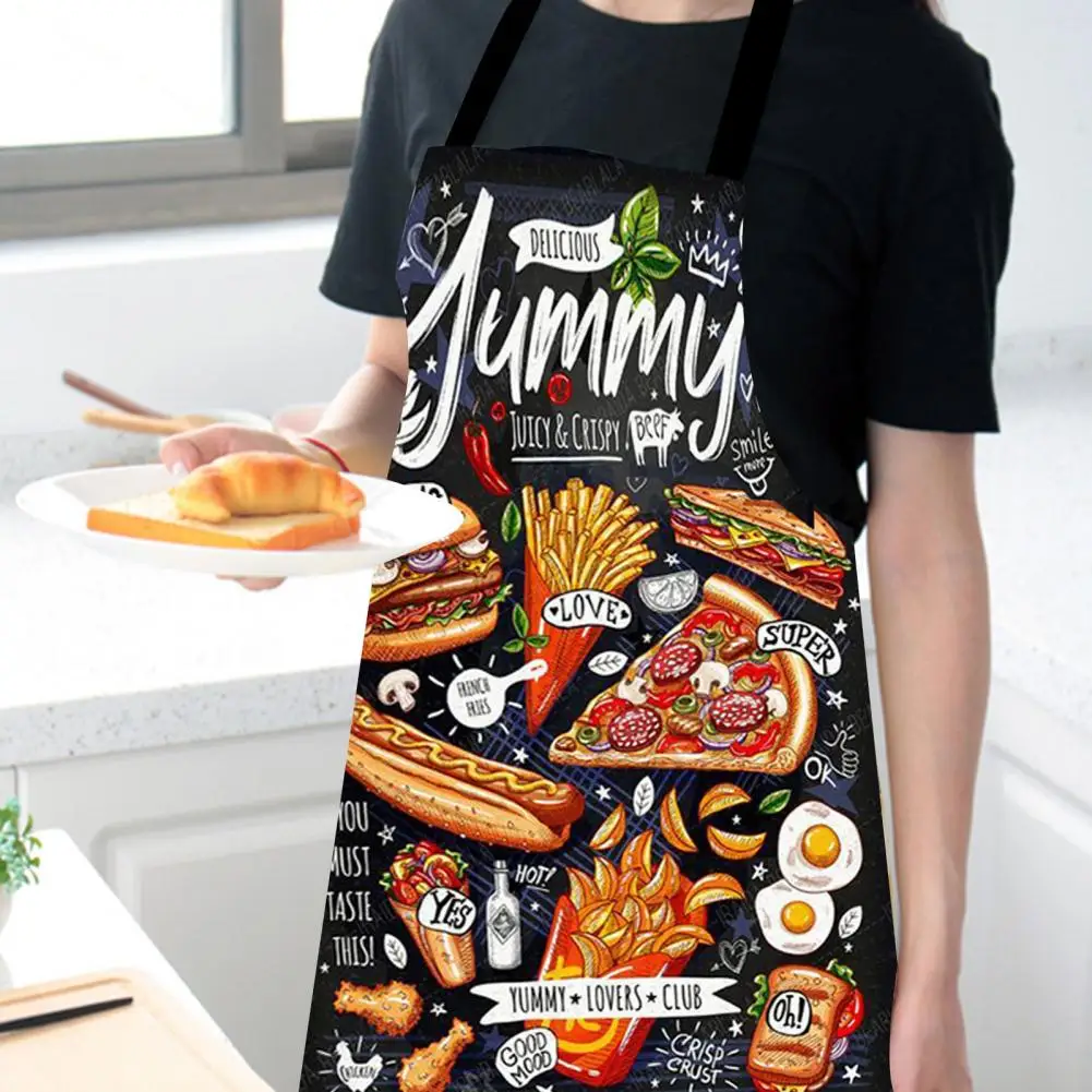 Cooking Apron Sleeveless Clear And Real Image Reusable Anti-stain Waterproof Polyester Pizza Pattern Kitchen Apron Home Supplies