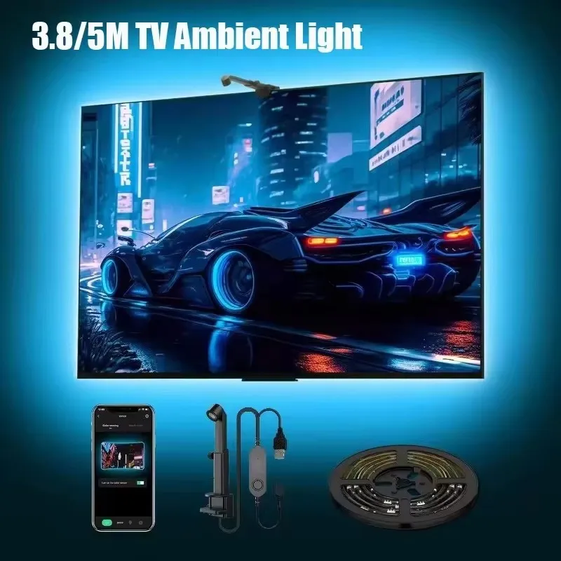 

USB RGBIC LED Light Strip Camera TV Screen Synchronization APP Music Synchronization Game Bedroom TV Background Ambient Light