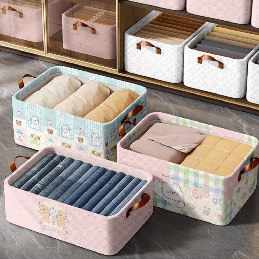 

New Cute Cartoon Printed Clothes Storage Box Foldable Portable Closet Organizer Bag Multi-function Wardrobe Organizer Household