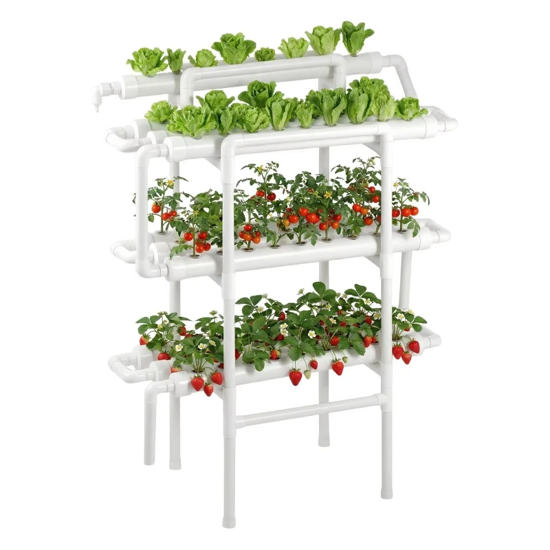 90 check point 3-layer UPVC pipe hydroponics planting system kit with timed irrigation and shading for indoor