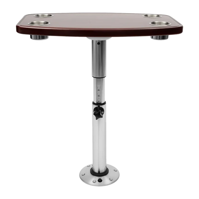 77*50cm RV Dining Desk Caravan Table Pedestal Top Base w/ 4 Cup Holders Boat Marine Table