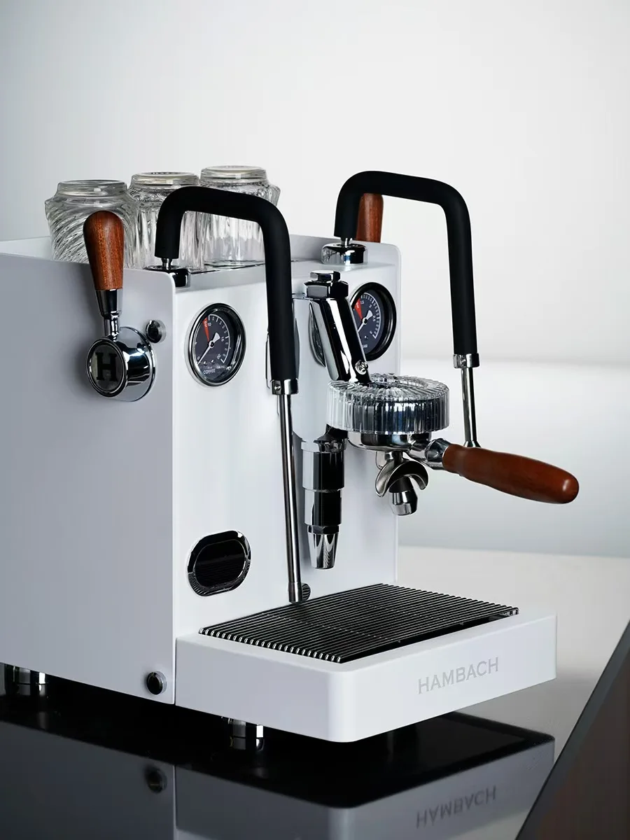 

Semi-Automatic Espresso Coffee Machine With Solid Wood Handle Heat Exchanger Boiler System Coffee Making Equipment