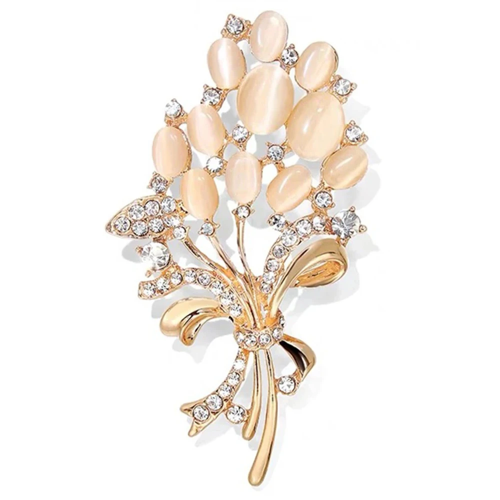 Fashionable Opal Stone Flower Brooch Pin Garment Accessories Birthday Gift Brooches for Women Rhinestone Brooch Pin Brooches