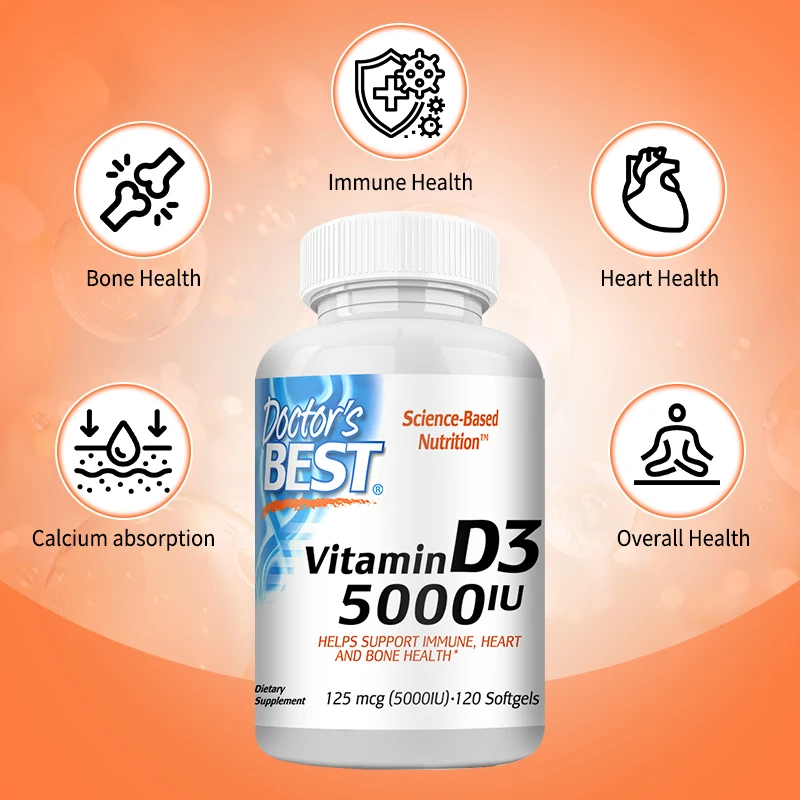 Vitamin D3 5000iu - Maintains Healthy Bone Density and Structure, Regulates Immune Function