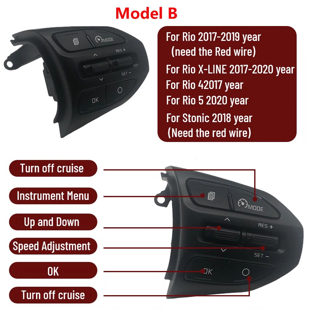 다기능 스티어링 휠 버튼, 기아 RIO 2017-2021 X-LINE K2 RIO 4 크루즈 컨트롤, 원격 볼륨 블루투스 자동차 스위치