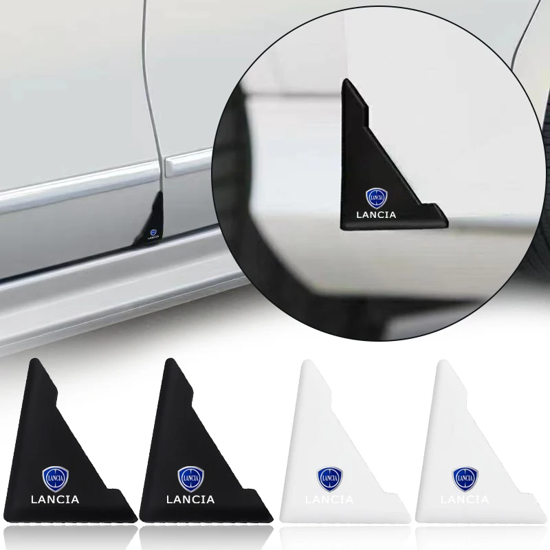 2 uds cubierta de silicona para esquina de puerta de coche Protector antiarañazos para Lancia Delta Ypsilon Lybra Musa Kappa Voyager emblema