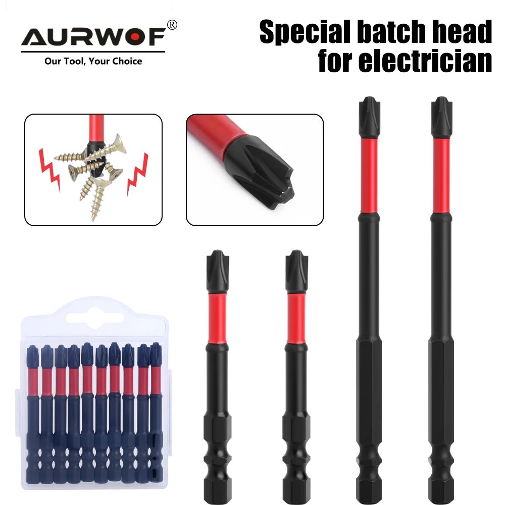 

AURWOF 1/4in Hex Shank Strong Magnetic 5A S2 Material PH2 X 65mm 110mm Non-Slip Screwdriver Bit P03065O P03110O