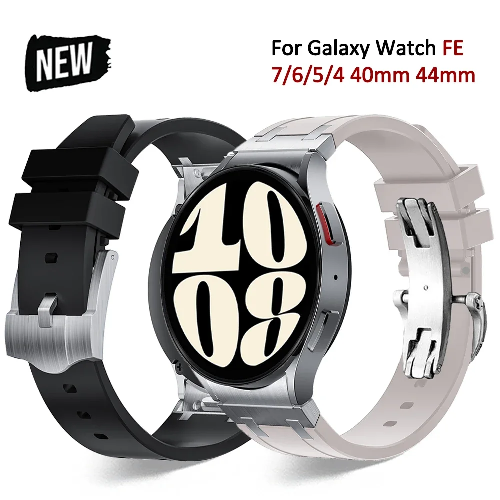 

Luxury Silicone Band for Samsung Galaxy Watch FE 7/6/5/4 44mm 40mm Sports Loop Strap For 6/4Classic 47mm 43 42 46mm Men Bracelet