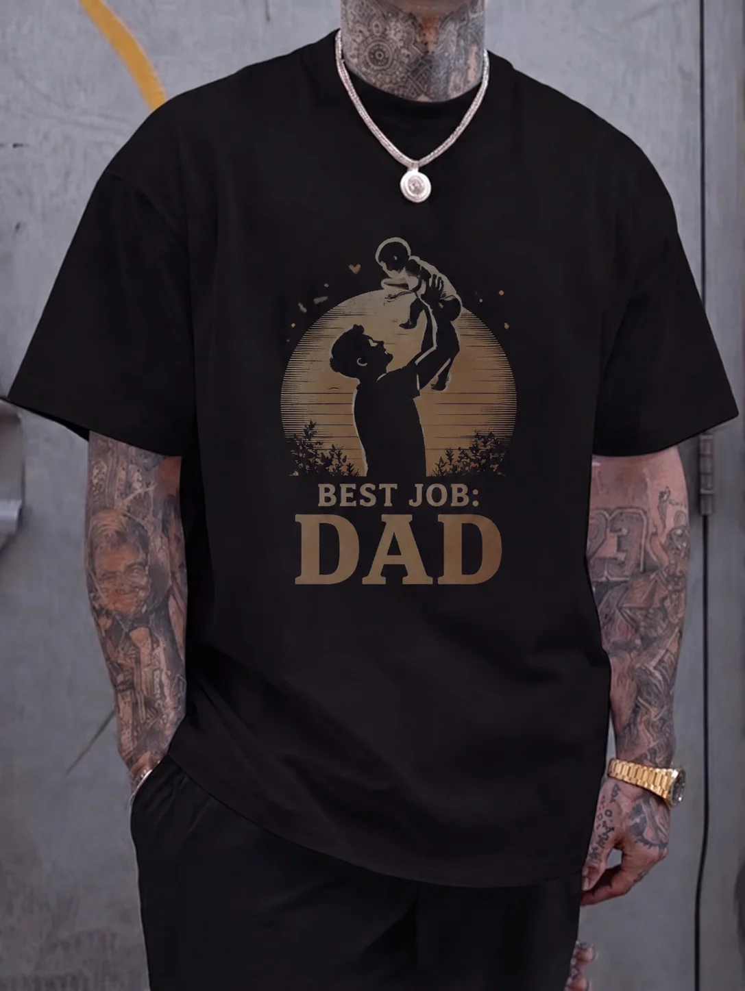

Men Graphic t Shirt Short Sleeve Fit 50 Percent Cotton 50 Percent Polyester Fabric Dad Print Streetwear Summer Casual for Daily