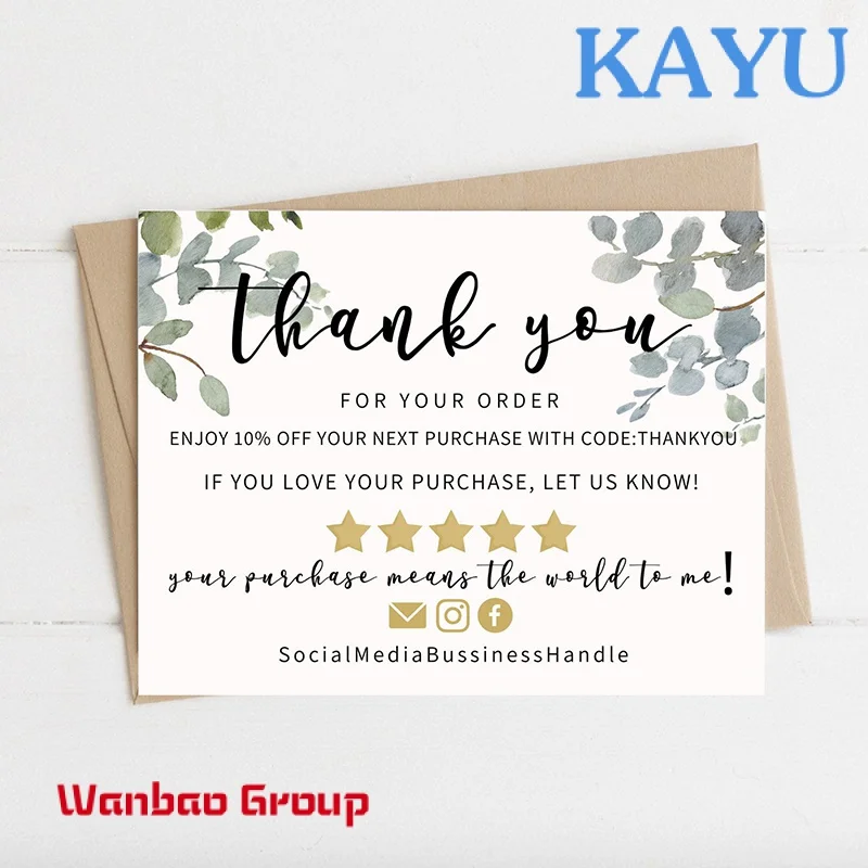 Custom  High Quality Luxury Custom Printing Business Wedding Thank You Paper Greeting Card