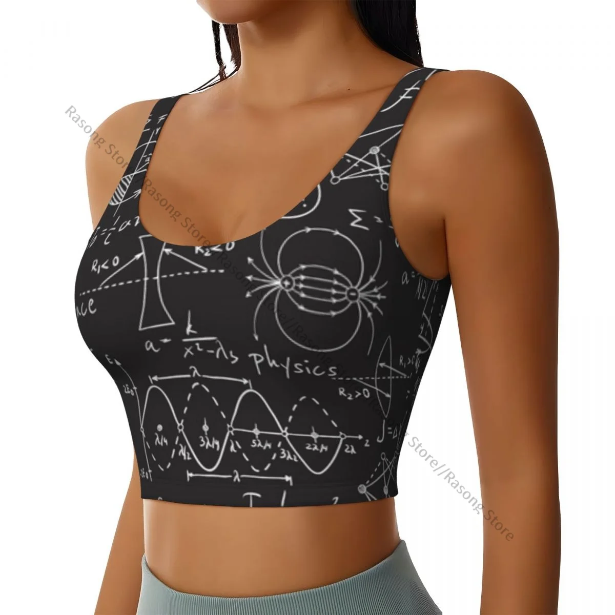 Sports Bra Women Running Yoga Clothes Vest Science Scientific Calculation Monochrome With Doodle Formulas Gathering Fitness Vest